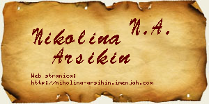 Nikolina Arsikin vizit kartica